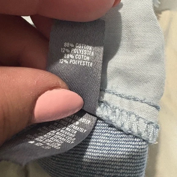 Aerie pull on denim chambray elastic waist shorts medium frayed - Picture 7 of 8